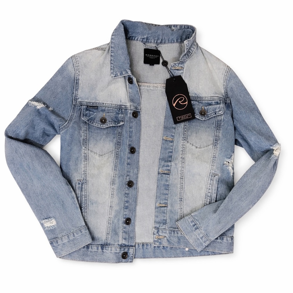 Light Wash Oversized Request Premium Denim Jacket